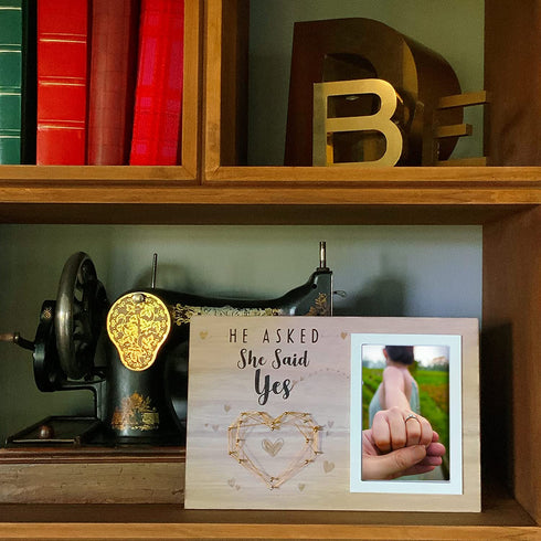 He Asked, She Said Yes Engagement Picture Frame , Engagement Gift For Couples Unique , Engaged Gifts For Her , Gifts For Newly Engaged Friend , Bride To Be Gifts For Her , Engagement Gifts For Women