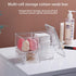 LENNXIER Round Cotton Pads Holder Cotton Balls Swab Holder Container with Lid 4-Grid Q-tip and Cotton Ball Holder Makeup Pad Box Cosmetic Storage Case,Acrylic Crystal Clear
