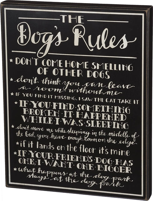Primitives by Kathy 31243 The Dog's Rules Box Sign, 13.25" x 17"