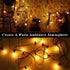 25Ft Globe Led String Lights Waterproof Shatterproof, Connectable Hanging Patio String Lights with 25 LED Plastic Clear Bulbs, Outdoor Indoor Lights for Room Caf© Bistro Pergola Tents, Black Wire