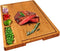HHXRISE Large Bamboo Cutting Board With 3 Built-In Compartments And Juice Grooves - Kitchen Chopping Board for Meat (Butcher Block) Cheese and Vegetables (L 17 x 12.6")