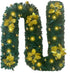 IronBuddy 9ft Lighted Christmas Garland Artificial Pine Garland with 30 LEDs 6 Flowers and 30 Ball Ornaments Mantle Garland Greenery Garland for Christmas Holiday Party Wedding Home Decor (Gold)