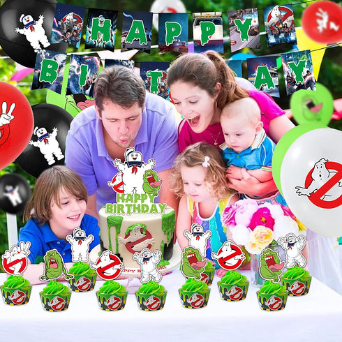 Ghostbusters Party Supplies Theme Birthday Decorations Include Birthday Banner, Cake Topper, Balloons, Stickers Ghostbusters Party Favor Pack Set For Boys and Girls
