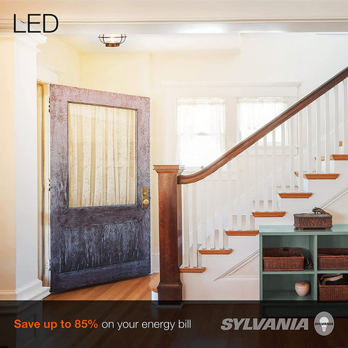 SYLVANIA Vintage Essex Cage Light Fixture, Semi-Flush Mount with 1 60W LED Dimmable Bulb Included, Dimmable (75515)