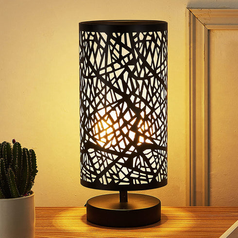Bedside Table Lamp, Side Table Lamp for Bedroom, 3 Color Bulb Included, Small Table Lamp with Metal Shade, Nightstand Lamps for Bedroom Living Room, Dorm, Office