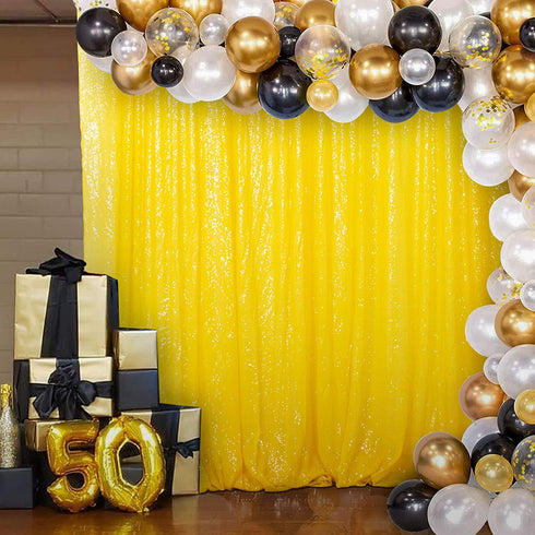DUOBAO Sequin Curtains 2 Panels 2FTx7FT Shower Curtain Payette Sequin Backdrop Wedding Decor Sequin Curtain Backdrop Sequin Photo Backdrop Party Supplies (2FTx7FT, Yellow)