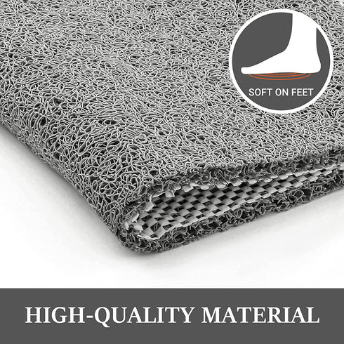 LuxStep Shower Mat Bathtub Mat,24x16 inch, Non-Slip Bath Mat with Drain, Quick Drying PVC Loofah Bathmat for Tub,Shower,Bathroom (24"x16"+24"x16",Grey)