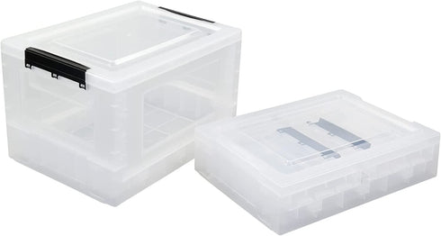 Rinboat 16 L Collapsible Storage Box Crates, Stackable Folding Utility Crates, 2 Packs