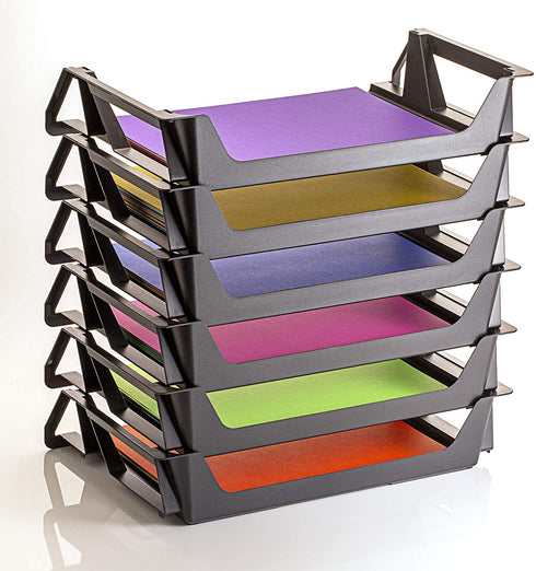 Officemate OIC Achieva Side Load Letter Tray, Recycled, Black, 6 Pack (26212)