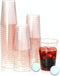 KOPHADOT 12oz Rose Gold Glitter Plastic Cups 50 packs with 2 Party Pong Balls, Disposable and Reusable Elegant Rosegold Cup Glitter Party Drinking Cups for Weddings, Bachelorette Parties, Christmas