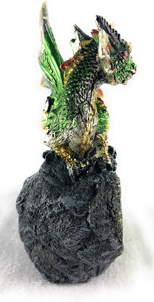 Aint It Nice Dragon Rock Faux Geode Cavern Sparkling Medieval Collectible Fantasy Figurine Statue Décor, 4 X 3 X 1.5 inches (Green)
