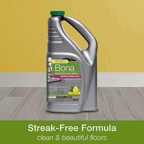 Bona Hard-Floor Cleaning Machine Formulation, Hard-Surface Floor Cleaner Concentrate Refill, for Stone Tile Laminate and Vinyl LVT/LVP, Lemon Mint Scent, 64 Fl Oz