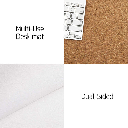 Aothia Office Desk Pad, Natural Cork & PU Leather Dual Side Large Mouse Pad, Laptop Desk Table Protector Writing Mat Easy Clean Waterproof for Office Work/Home/Decor (White,31.5" x 15.7")