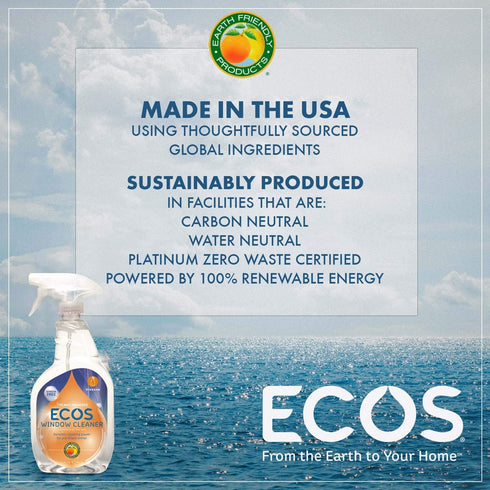 Earth Friendly Products ECOS Window Cleaner with Vinegar, 22-Ounce, (Pack of 3)