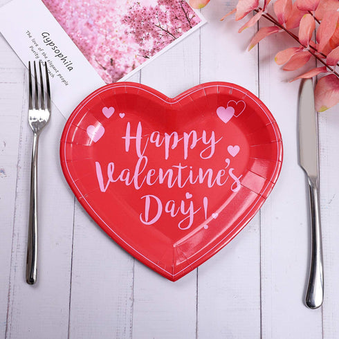Aneco 50 Pieces Valentine's Day Paper Plates Party Plates Dinnerware Plates Party Supplies for Valentine's Day Party