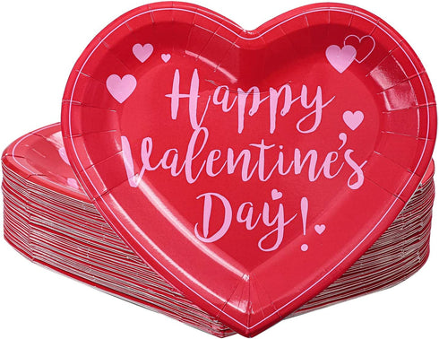 Aneco 50 Pieces Valentine's Day Paper Plates Party Plates Dinnerware Plates Party Supplies for Valentine's Day Party