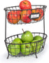 Spectrum Diversified Vintage Living Oval Server Stacked, 2-Tier Bowls, Dining Table & Kitchen Counter Organizer, Modern Fruit Basket Stand, Industrial Gray