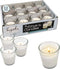 White Votive Candles - 12 Pack - Clear Glass Cups, Unscented, Extra Long 15 Hour Burn Time - for Party Decorations, Birthday, Wedding and Dinner Centerpieces - Hyoola