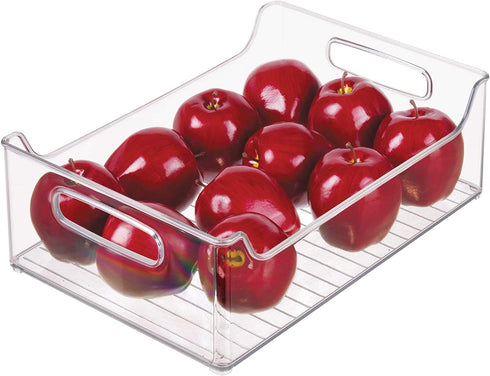 iDesign Plastic Fridge and Freezer Storage Organizer Bin With Handles, Clear Container for Food, Drinks, Produce Organization, BPA-Free , 10" x 5" x 14", Clear