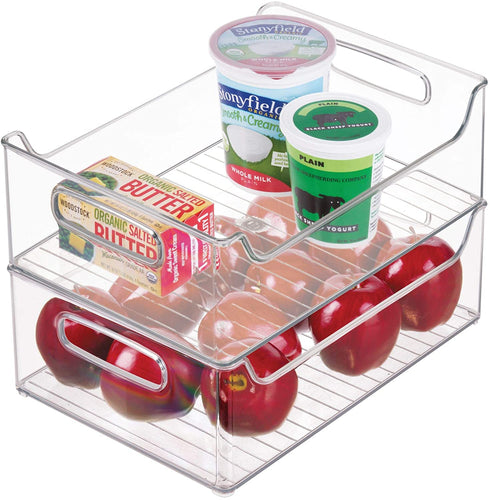 iDesign Plastic Fridge and Freezer Storage Organizer Bin With Handles, Clear Container for Food, Drinks, Produce Organization, BPA-Free , 10" x 5" x 14", Clear