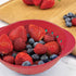Tovolo Mini Quick Draining Berry Wash With Easy Grip Handles, Small Food Strainer for Berries & Fruit, Melamine Colander to Minimize Bruised Fruit, Cayenne Red