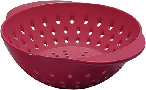 Tovolo Mini Quick Draining Berry Wash With Easy Grip Handles, Small Food Strainer for Berries & Fruit, Melamine Colander to Minimize Bruised Fruit, Cayenne Red