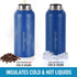 Hydration Nation 18oz, 32oz, or 40oz Vacuum Insulated Water Bottle - Metal Water Bottle For Sports & Outdoor - Thermo Stainless Steel Water Bottle With Straw & 3 Lids For Hot & Cold Drinks (Blue)