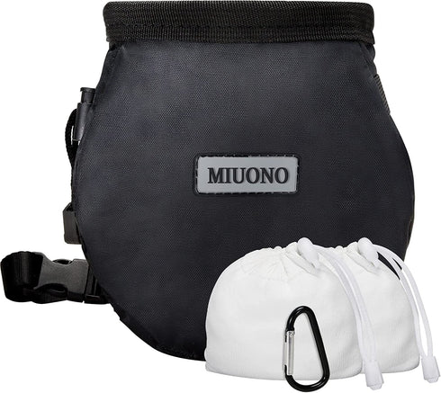 MIUONO Chalk Bag with 2 Chalk Balls, Belt, Carabiner Clip, Brush Loop and Zippered Pocket for Climbing, Bouldering, Gymnastics, Cross Fit and Lifting