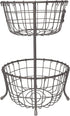 Spectrum Diversified Vintage Living Oval Server Stacked, 2-Tier Bowls, Dining Table & Kitchen Counter Organizer, Modern Fruit Basket Stand, Industrial Gray