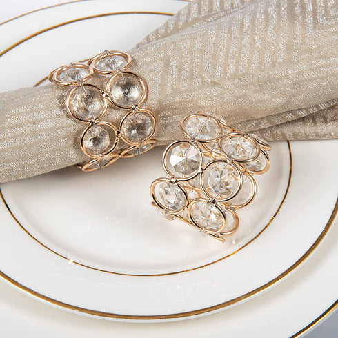 Feyarl Set of 8pcs Crystal Napkin Rings Sparkly Beads Table Dinner Napkin Holders for Wedding Centerpieces Family Special Festival Decoration