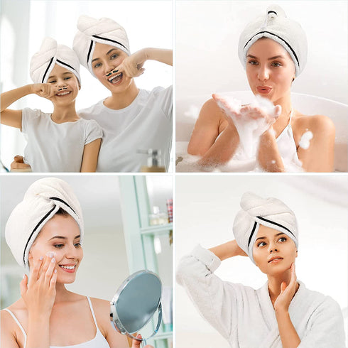 AmazerBath Microfiber Hair Towel Wrap, 3 Pack Super Absorbent Hair Turbans for Women Wet Hair No Frizz, 26 x 10 Inches Quick Dry Hair Towels Cap for Drying Curly, Long & Thick Hair