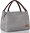 Buringer Reusable Insulated Lunch Bag Cooler Tote Box Meal Prep for Men & Women Work Picnic or Travel (Grey White Stripes)