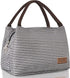 Buringer Reusable Insulated Lunch Bag Cooler Tote Box Meal Prep for Men & Women Work Picnic or Travel (Grey White Stripes)
