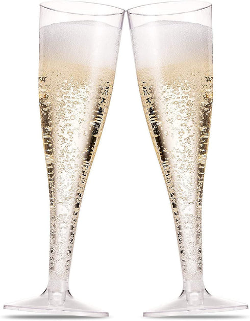 50 Plastic Champagne Flutes 5 Oz Clear Plastic Toasting Glasses Disposable Wedding Party Cocktail Cups