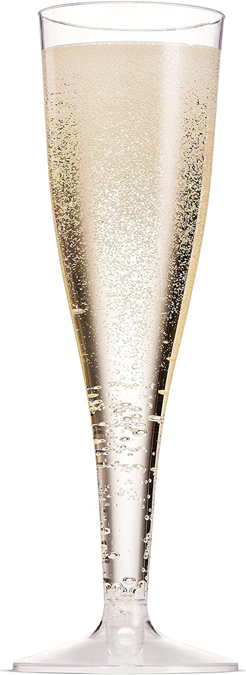 50 Plastic Champagne Flutes 5 Oz Clear Plastic Toasting Glasses Disposable Wedding Party Cocktail Cups