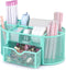 Aqua Pen Holder Organizer, Cute Office Supplies Pen and Marker Organization Essentials Desk Caddy with Drawer for Home & Office Desktop & Decor& Kitchen