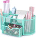 Aqua Pen Holder Organizer, Cute Office Supplies Pen and Marker Organization Essentials Desk Caddy with Drawer for Home & Office Desktop & Decor& Kitchen