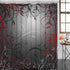 Floral Swirl Floral Shower Curtain with 12 Hooks, Flower Leaf Branches Interwoven Shower Curtain for Bathroom, Red and Grey Black Shower Curtain