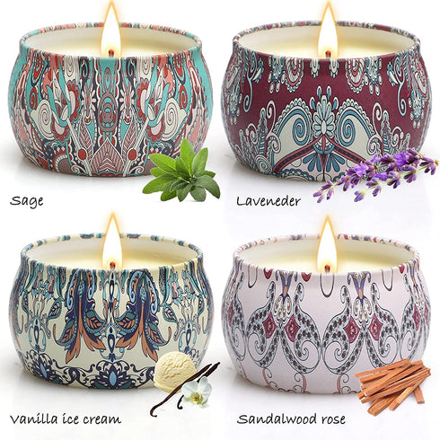 Scented Candle Gifts for Women, 4 Pack 4.4 oz Aromatherapy Candles, Stress Relief Gifts for Girlfriend, Teacher, Mom, Anniversary, Birthday