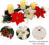 Hausse Christmas Poinsettia Centerpiece with 3 Flameless LED Candles, Chiristmas Candle Holders Advent Wreath, Xmas Tabletop Candleabrum for Home Holiday Party Table Mantel Display