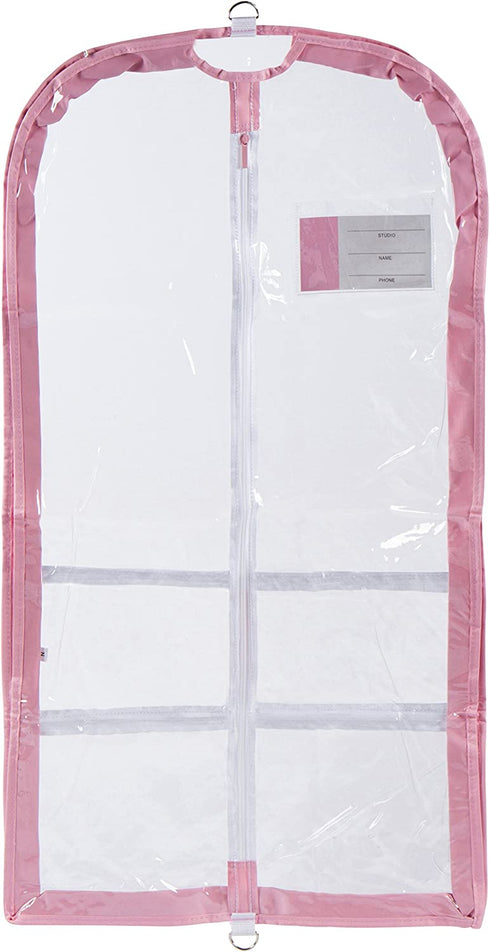 Clear Plastic Garment Bag with Pockets for Dance Competitions Danshuz - Pink