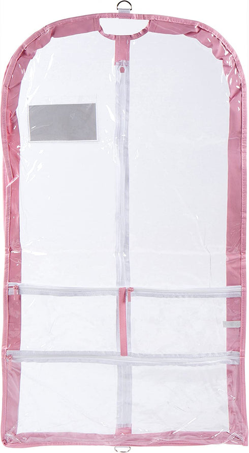 Clear Plastic Garment Bag with Pockets for Dance Competitions Danshuz - Pink