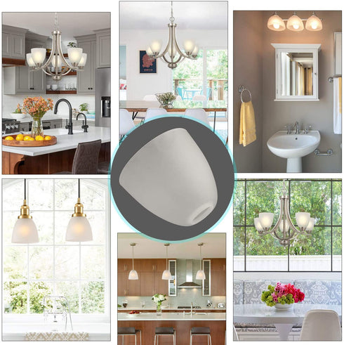 Giluta 2 Pack Bell Shaped Glass Shade Frosted Light Fixture Shades Replacement for ceiling fan light wall light,Lipless with 1-5/8-inch Fitter Opening