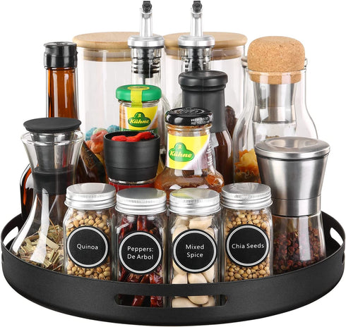 FORSPACELESS Iron Lazy Susan Organizer Turntable 11-Inch, Pantry Lazy Susan for Cabinet,Spice Rack for Kitchen,Black