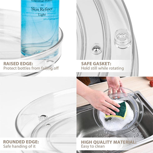 Empaxum 2 Pack Lazy Susan Cabinet Organizer 9" Clear Plastic Turntable Organizer Rotating Spice Rack Kitchen Storage Cosmetic Makeup Organizers for Pantry, Countertop, Fridge, Shelf, Vanity, Bathroom