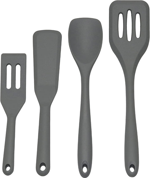 4 PCS Grey Small Silicone Spatula Turner Non Stick Thin Fish Slotted Spatulas Set little Heat Resistant Cooking cookware plastic flipper ,REUU Flexible Nonstick Useful kitchen utensils