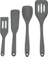 4 PCS Grey Small Silicone Spatula Turner Non Stick Thin Fish Slotted Spatulas Set little Heat Resistant Cooking cookware plastic flipper ,REUU Flexible Nonstick Useful kitchen utensils