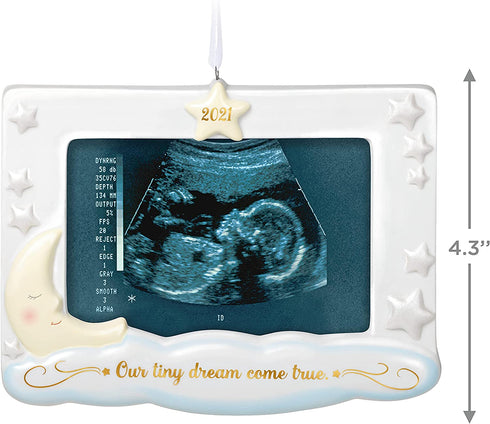 Hallmark Keepsake Christmas Ornament 2021 Year-Dated, Dream Come True Sonogram Photo Frame, Porcelain