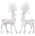 iPEGTOP 2 Pcs Rustic Christmas Reindeer Elk Holiday Figurines Decoration Christmas Standing Deer, Home Office Decor Statues Party Supplies