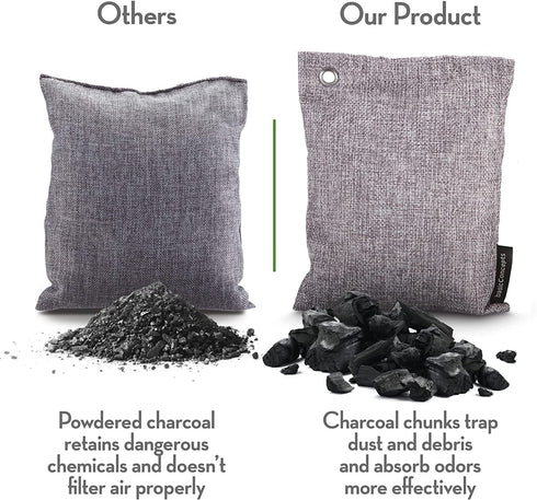 Nature Fresh Charcoal Bags Odor Absorber (4 Pack), Bamboo Charcoal Air Purifying Bags, Activated Charcoal Bags Odor Eliminator Deodorizer Charcoal Air Purifier Car Smell Shoe Closet Freshener (4x200g)